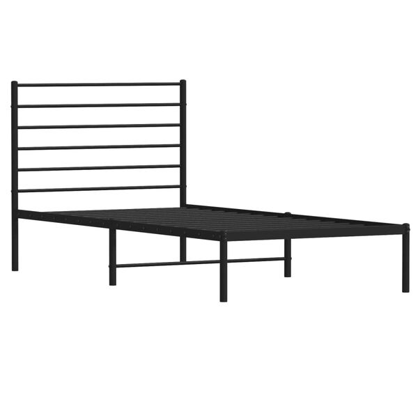 vidaXL Bed Frame Black Powder-Coated Steel Small Single Single Bed Frame