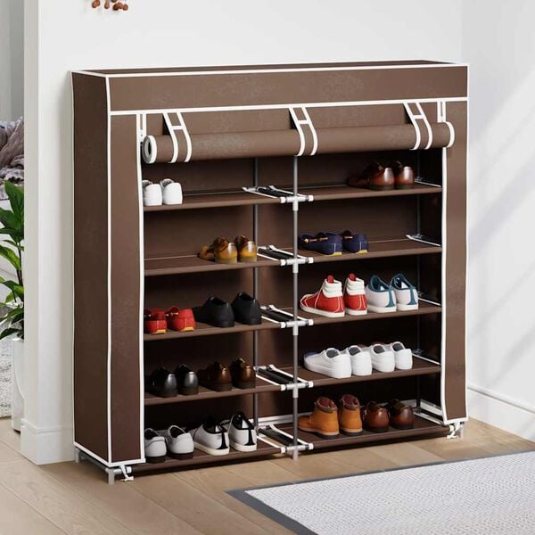 vidaXL Shoe Rack Brown Powder coated tubes 45.3x11.0x43.3in Lightweight