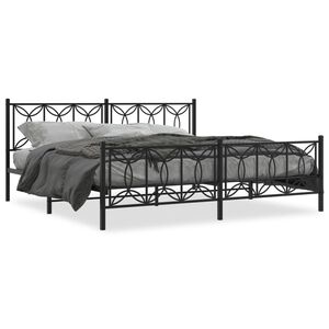 vidaXL Bed Frame Black Steel Full Bed Bed Frame Rectangular Modern
