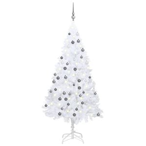 vidaXL Artificial Pre-lit Christmas Tree with Ball Set White 47.2" PVC