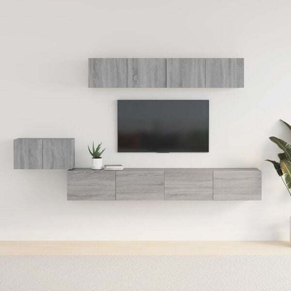 vidaXL TV Cabinet Set Set of 5 Grey Sonoma Engineered wood Medium