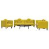 vidaXL Sofa Set Yellow Velvet (100% polyester), plywood, solid wood