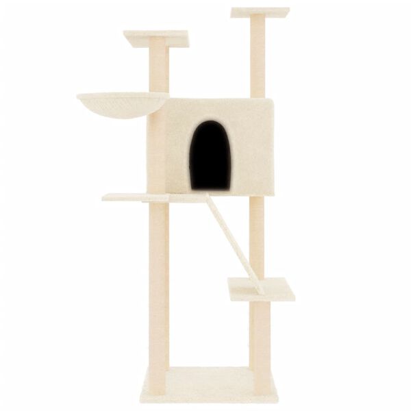 vidaXL Cat Tree Cream Engineered wood, plush, sisal Large Cat Tree