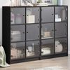 vidaXL Bookcase Black Engineered wood, glass Large Bookcase