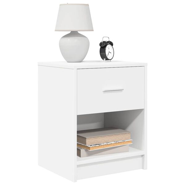 vidaXL Bedside Cabinet White Engineered wood Medium Bedside Cabinet