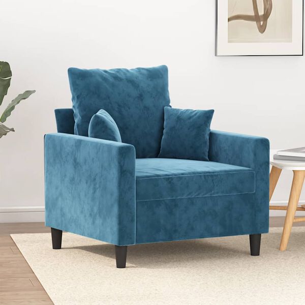vidaXL Sofa Chair Blue Velvet, metal, foam Single Modern Sofa Chair