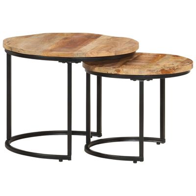 vidaXL Nesting Tables 2 pcs Rough Mango Wood