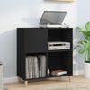 vidaXL Record Cabinet Black Engineered wood, solid eucalyptus wood Medium