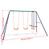 vidaXL Swing Set Blue Steel and Plastic Ages 3-10 Durable Swing Set