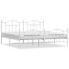 vidaXL Bed Frame White Powder-coated steel Double Bed Frame