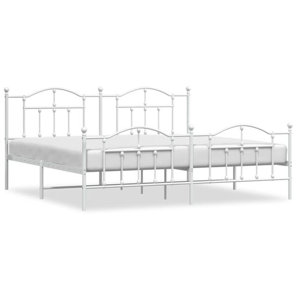 vidaXL Bed Frame White Powder-coated steel Double Bed Frame