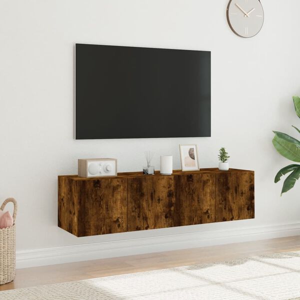 vidaXL TV Wall Cabinet Set of 2 Smoked Oak Engineered wood Medium