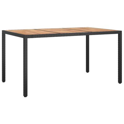 vidaXL Garden Table 59.1"x35.4"x29.5" Poly Rattan and Acacia Wood Black