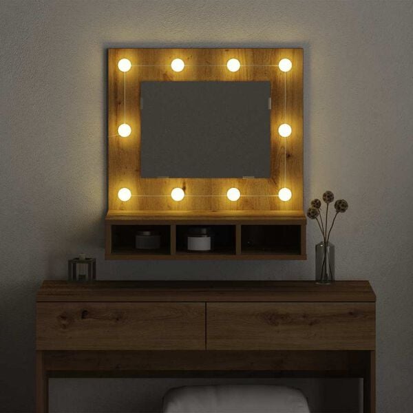 vidaXL Mirror Cabinet with Shelf Artisan Oak 23.62 x 12.40 x 24.41 in