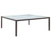vidaXL Outdoor Dining Table Brown Poly Rattan, Tempered Glass Large