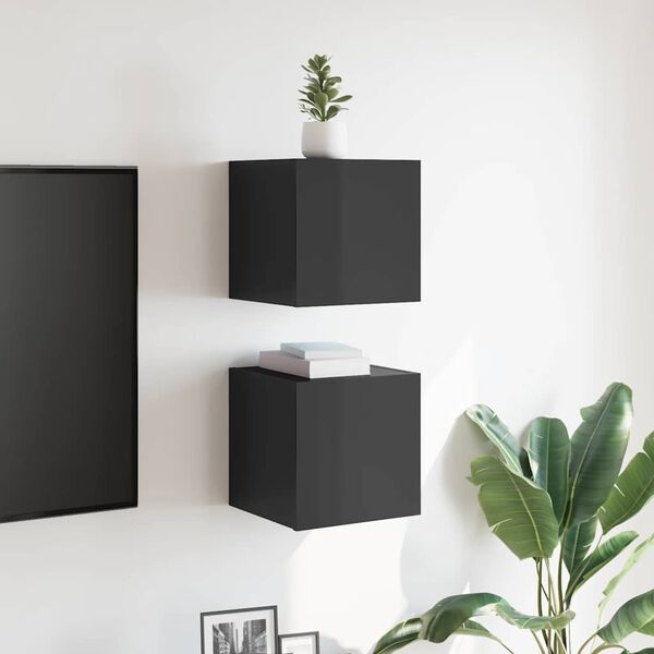 vidaXL TV Cabinet Set of 2 High gloss grey Engineered wood