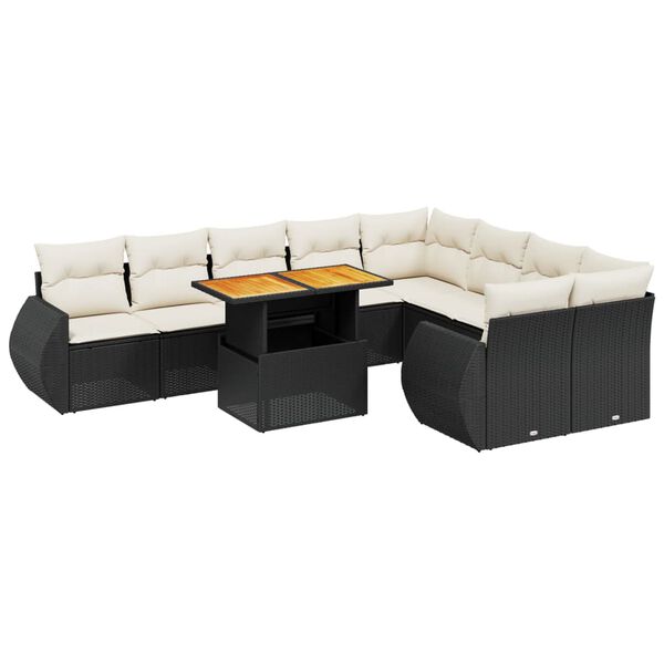 vidaXL Garden Sofa Set Black, Cream White