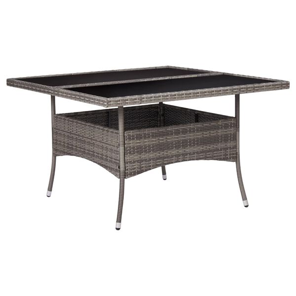 vidaXL Dining Table Gray PE Rattan 47.2 in by 47.2 in Durable