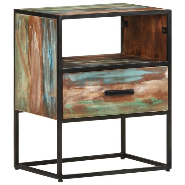 vidaXL Bed Cabinet Multicolor Recycled mixed wood and iron Bed Cabinet