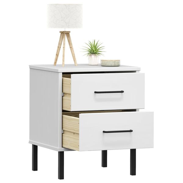 vidaXL Bedside Cabinet White Solid pine wood Compact Bedside Cabinet