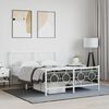 vidaXL Bed Frame White Powder-Coated Steel 55 x 79 in Bed Frame