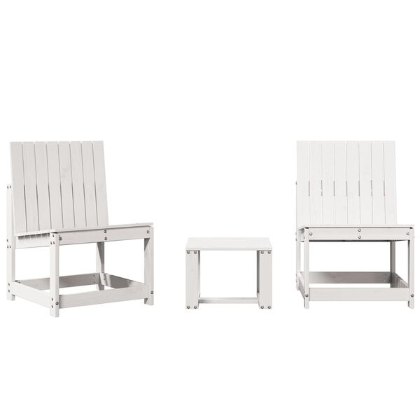 vidaXL Garden Lounge Set Set of 3 White Solid Pine Wood Medium Modular