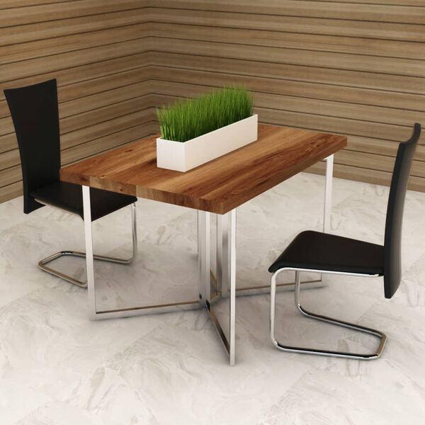 vidaXL Dining Chair Set of 2 Black Faux Leather Standard Modern