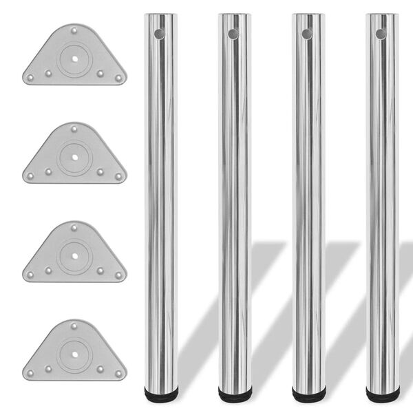 vidaXL Table Leg Set of 4 Chrome Iron Standard size Adjustable Feet