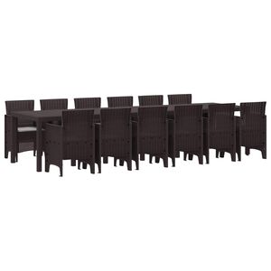 vidaXL Garden Dining Set 13 pcs Brown Polt rattan