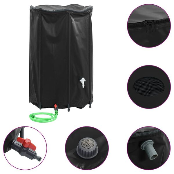 vidaXL Water Tank Black PVC Large Foldable Water Tank Cylindrical