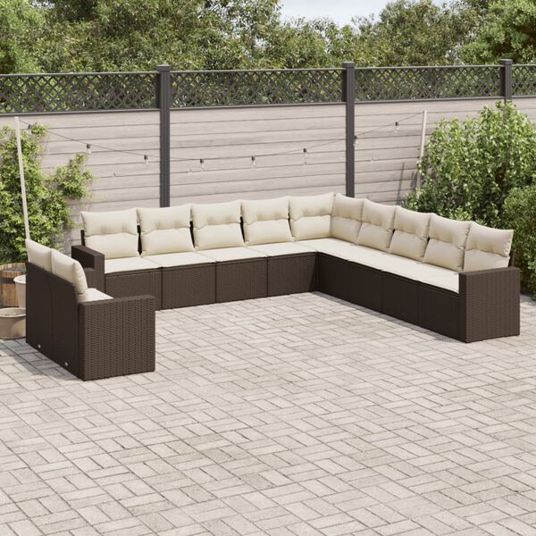 vidaXL Garden Sofa Set Brown, Cream White