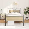 vidaXL Bed Frame Sonoma oak Engineered wood and steel Twin Bed Frame
