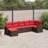 vidaXL 7 Piece Patio Sofa Set with Cushions Brown Poly Rattan