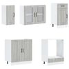 vidaXL Kitchen Cabinet Set Gray sonoma Engineered wood and glass L