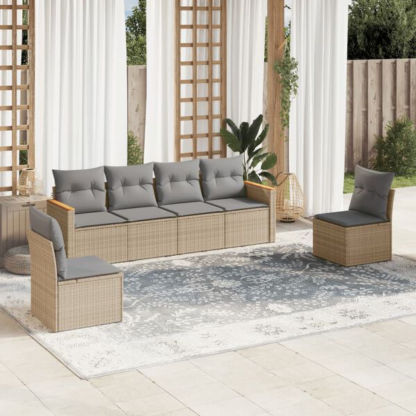 vidaXL Garden Sofa Set Beige, Light grey