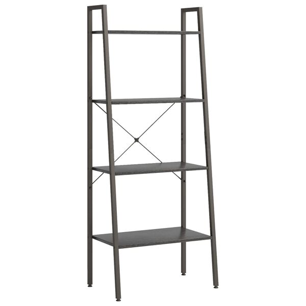 vidaXL Standing Shelf Black Engineered wood, Steel Medium Bookshelf