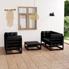 vidaXL Garden Lounge Set Black Solid Pine Wood, Fabric (100% Polyester)