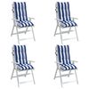 vidaXL Highback Chair Cushion Set of 4 Blue and White Stripe