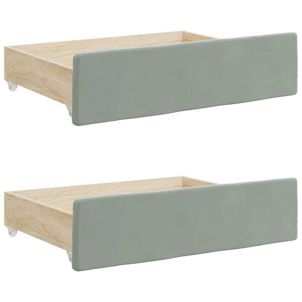 vidaXL Bed Drawer Light grey Engineered wood, Velvet (100% polyester)