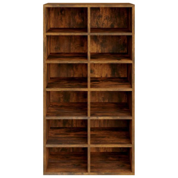 vidaXL Shoe Rack Smoked Oak 21.3"x13.4"x39.6" Engineered Wood