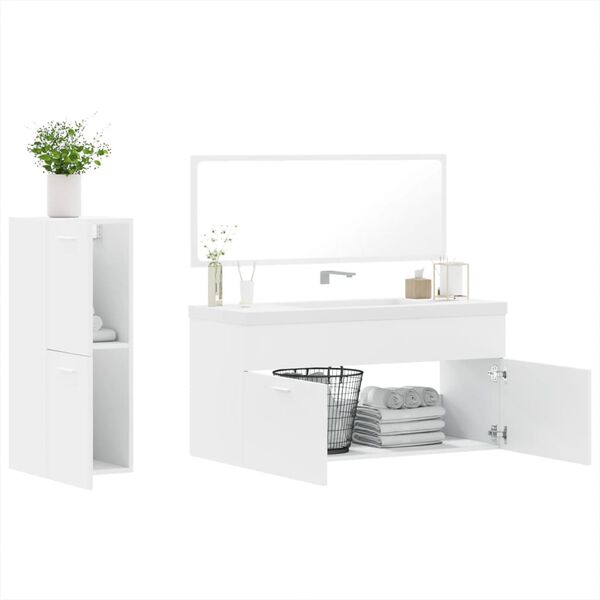 vidaXL Bathroom Furniture Set White Engineered wood, acrylic Medium