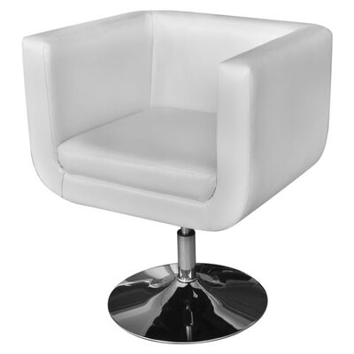 vidaXL Armchairs with Chrome Base 2 pcs White Faux Leather