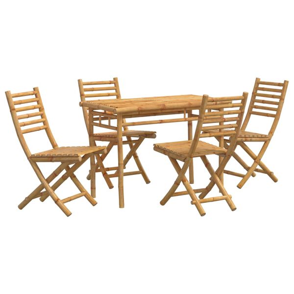 vidaXL Garden Dining Set Natural Bamboo Bamboo Standard Foldable