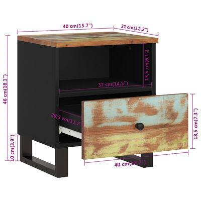 vidaXL Bedside Cabinet Solid Wood Reclaimed&Engineered Wood