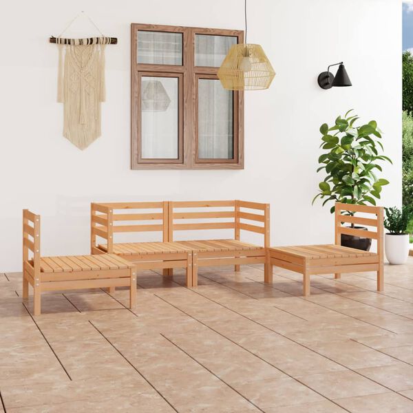 vidaXL Garden Lounge Set Natural wood Solid pinewood Medium Modular