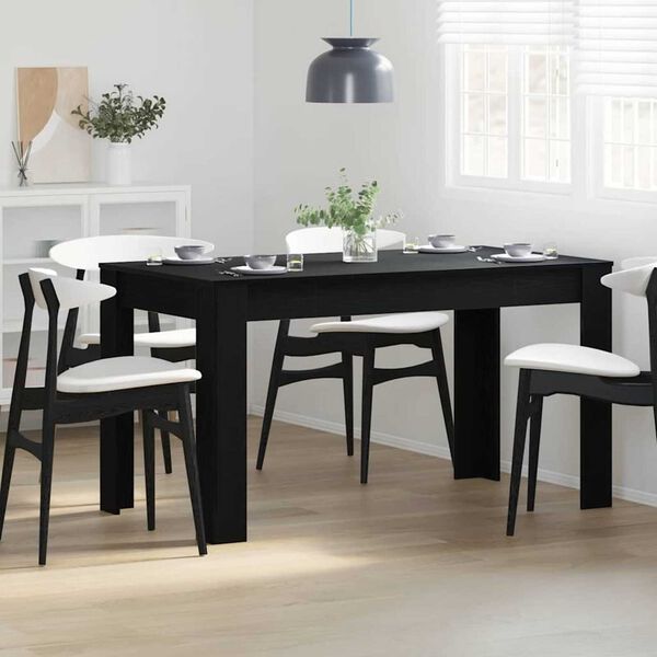 vidaXL Dining Table Black oak 140 x 74.5 x 76 cm Engineered wood