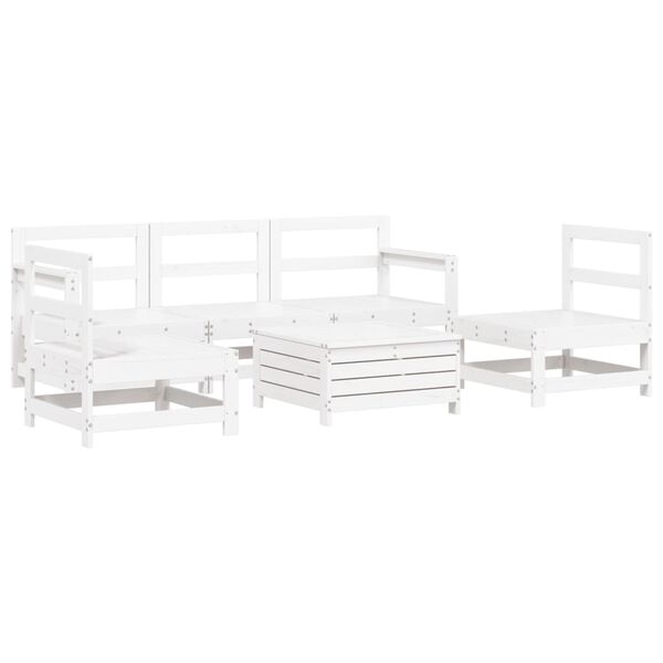 vidaXL Garden Sofa Set White Solid pine wood Average Modular