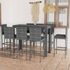 vidaXL Garden Bar Set Grey PE Rattan, Powder-coated Steel, Polyester