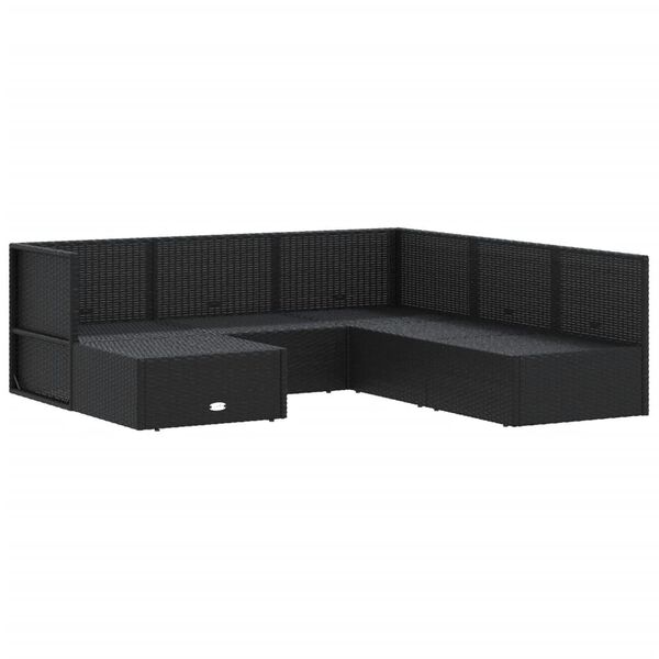 vidaXL Garden Lounge Set Black PE rattan Medium Modular