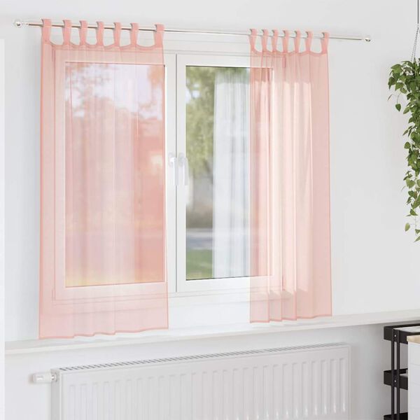 vidaXL Voile Curtains with Loops 2 pcs Pink 55.1x68.9"